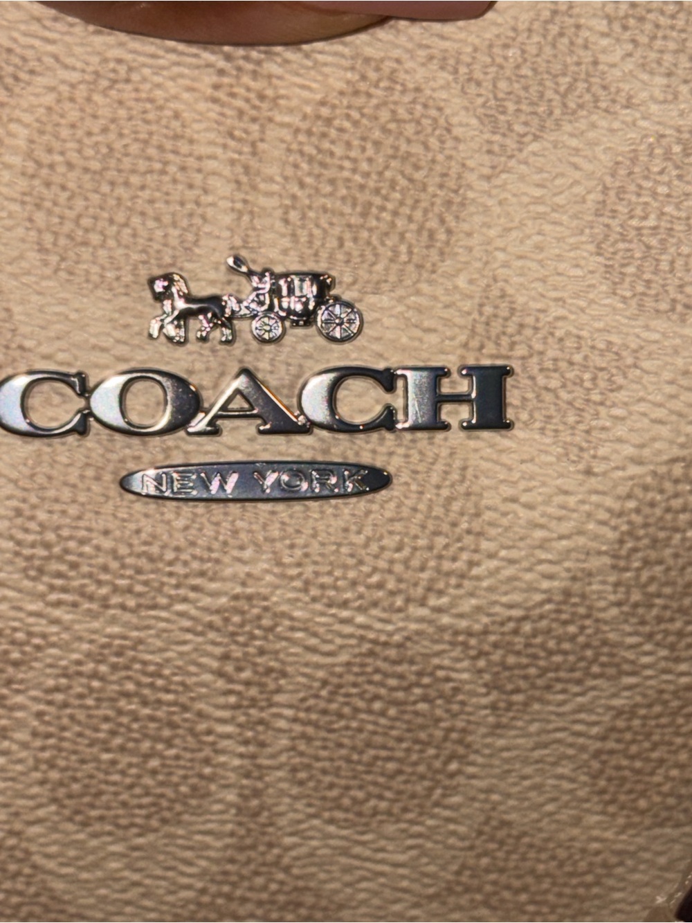Authentic Coach Beige Signature Tote with Leather Trim and matching mini bag - Picture 4 of 11
